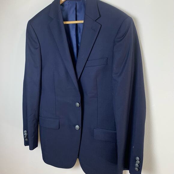 Hart Schaffner Marx Sz 39R 100% Wool Silver Button Sport Coat Blazer Jacket Blue - Picture 4 of 10